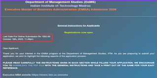 IIT Madras Opens Applications for Executive MBA 2026, Deadline October 19 – Apply Now!